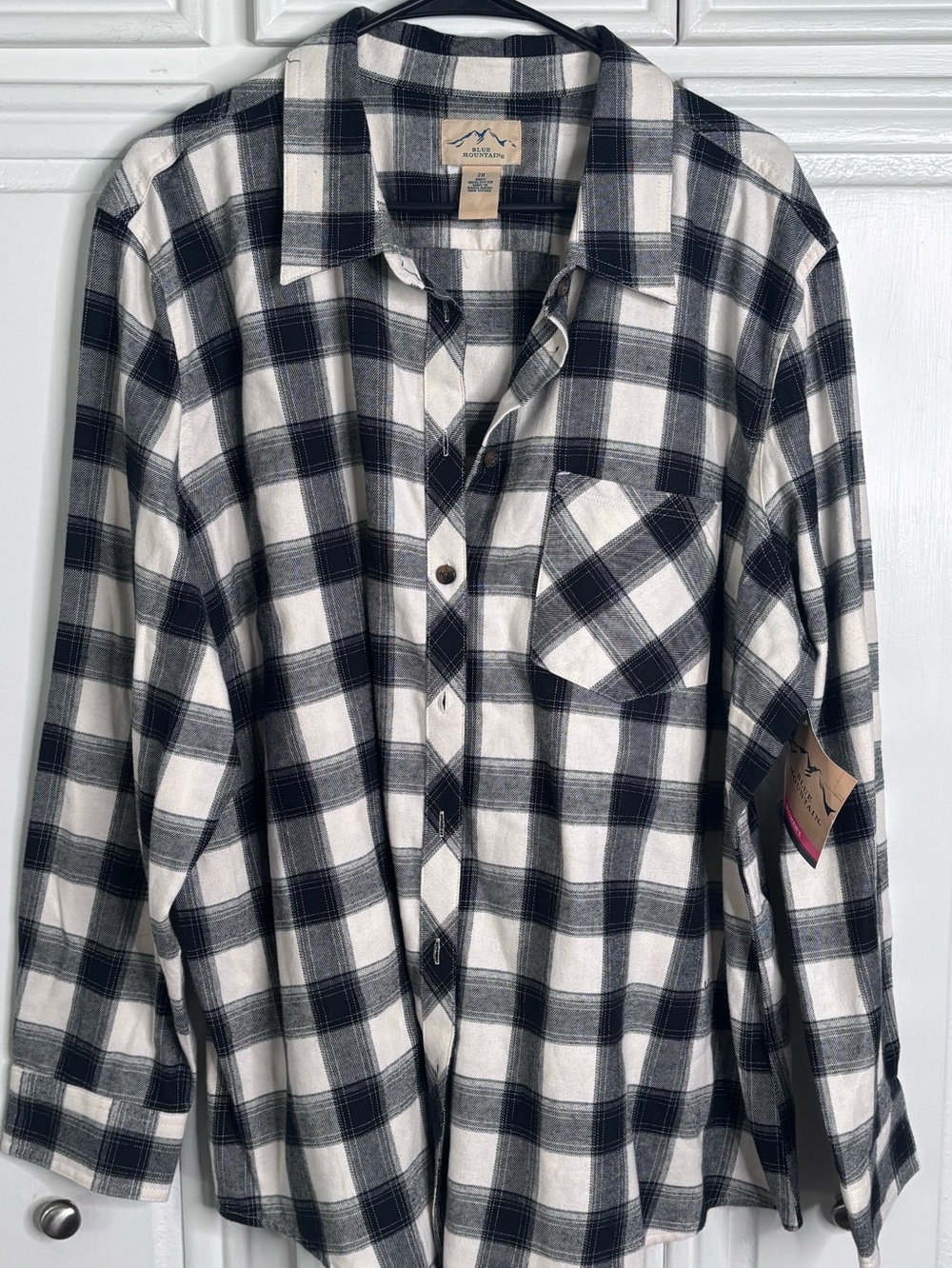 Women’s Black and White Plaid Button-Down Shirt - Casual Relaxed Fit 2x